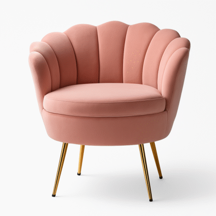 Pink Velvet Shell Accent Chair with Gold Legs