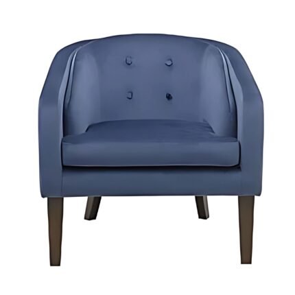Blue Velvet Tufted Accent Armchair with Wooden Legs